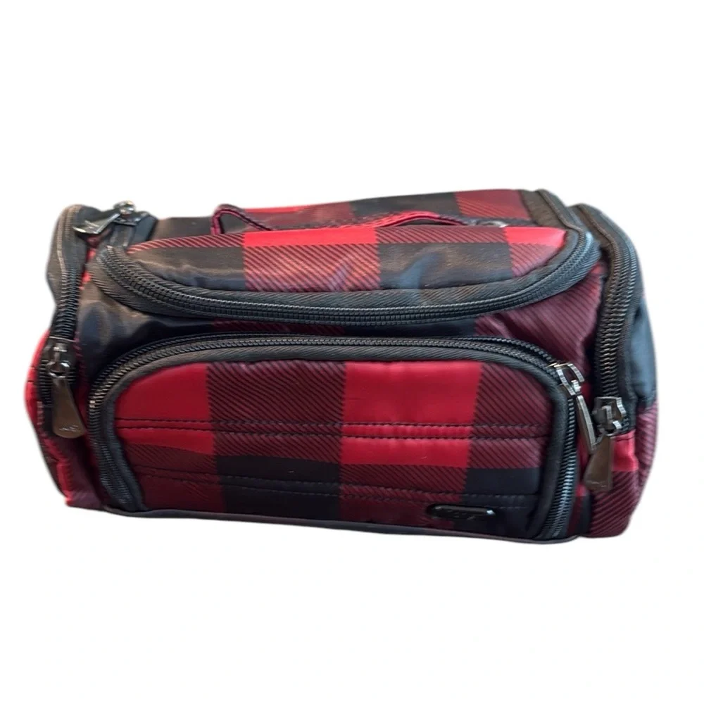 Lug Trolley And Mini Trolley Cosmetic Case Bags In Buffalo Check Red.
